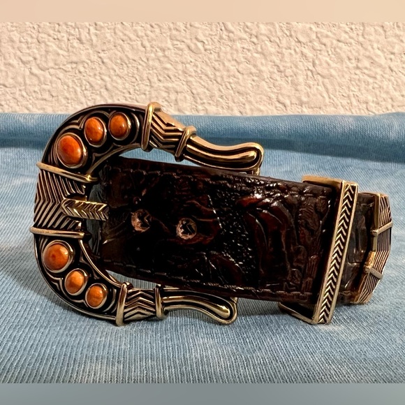 Studio Barse Gemstone Bronze and Leather Buckle Bracelet - Picture 1 of 8